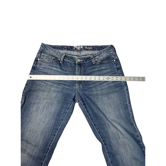 Wrangler Rock 47 Jeans Women's 34x35 Blue Bootcut Low Rise Embellished Cowgirl - Picture 5 of 10